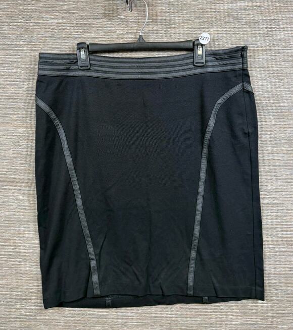 Chico's Dresses & Skirts - Chico’s Straight Pencil Skirt Womens 2.5 US 14 Black Faux Leather Trim Stretch